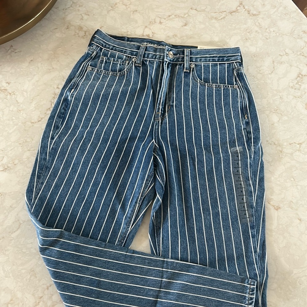 American Eagle, Mom, Jean retro indigo, stripe size 4 regular